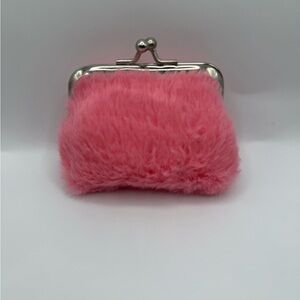 Pink Furry Clasp Coin Purse